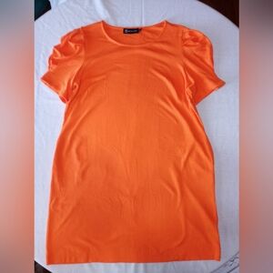 NY & CO T-Shirt Dress Shirt Puff Sleeves Slit Side Pockets